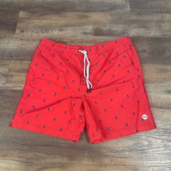 Eddie Bauer Swim Trunks XL Red Sasquatch USA Flag Print Quick-Dry SPF 50+ - Picture 1 of 11